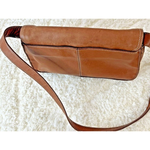 Hobo International Saddle Bag Messenger Brown Leather Shoulder Satchel Purse - Picture 7 of 16